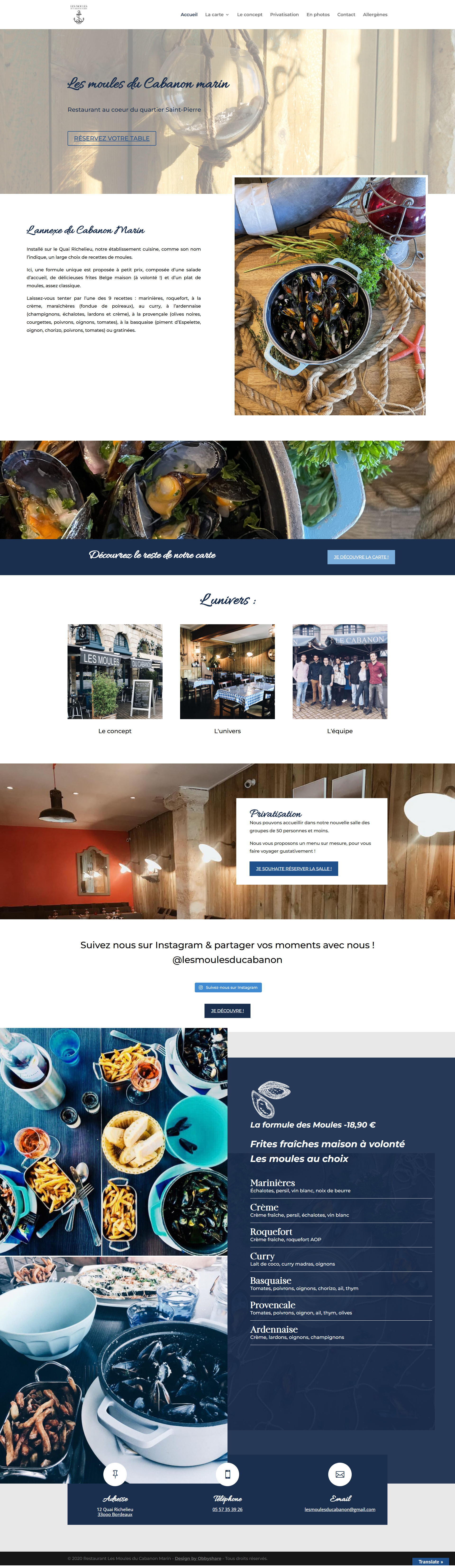 Création de site internet Wordpress - Les moules du cabanon